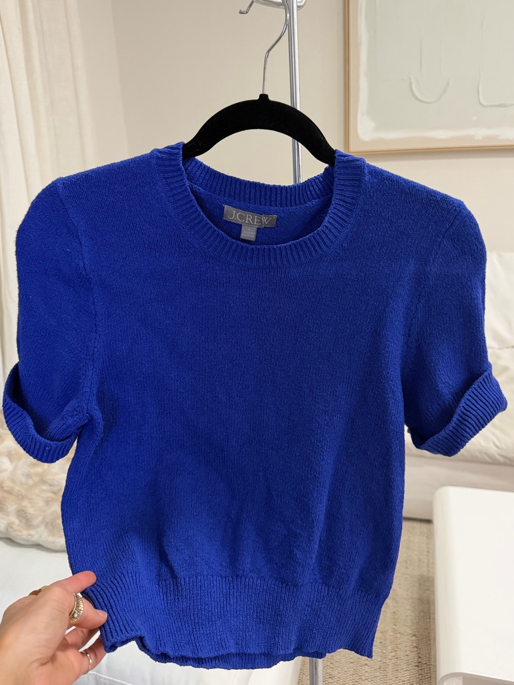 J.Crew Royal Blue Cropped Crewneck Sweater